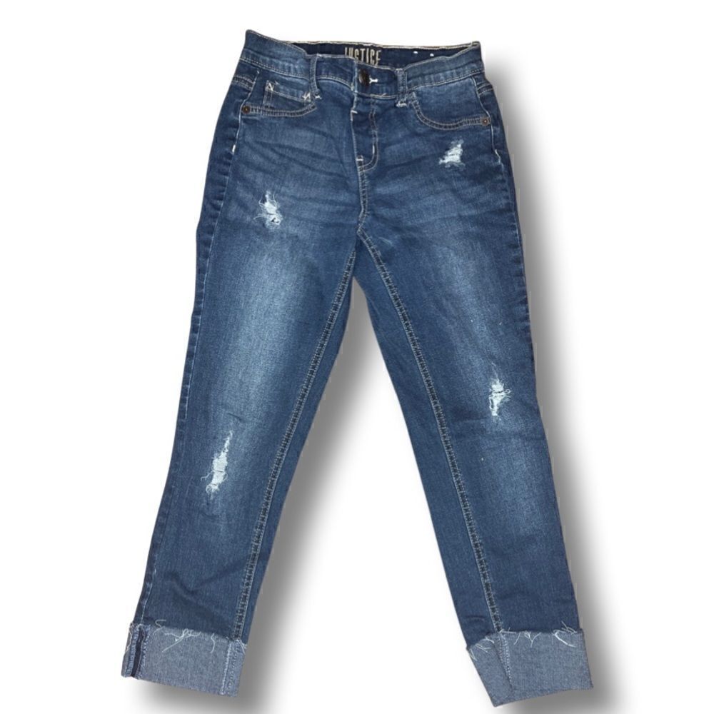 Justice Demin Cropped Cuffed Jeans Girls Size 12